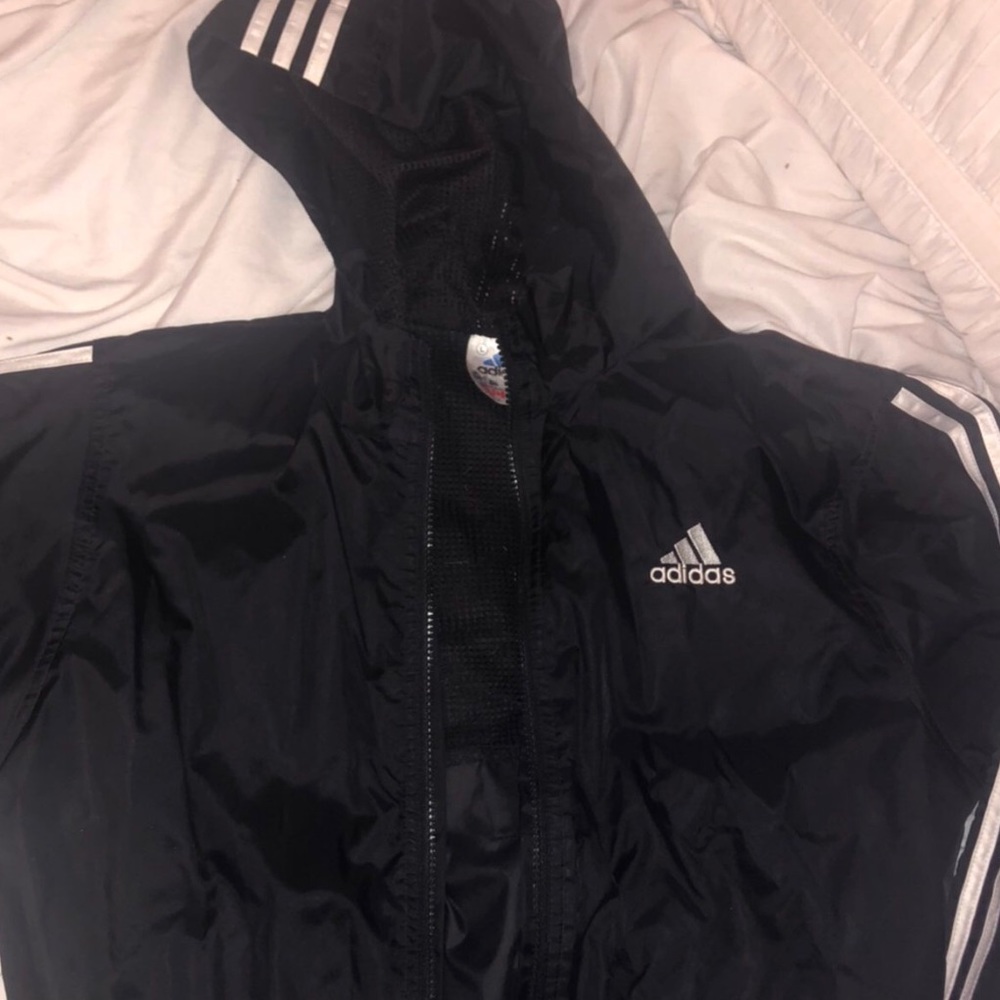 black and white adidas windbreaker 🖤🤍